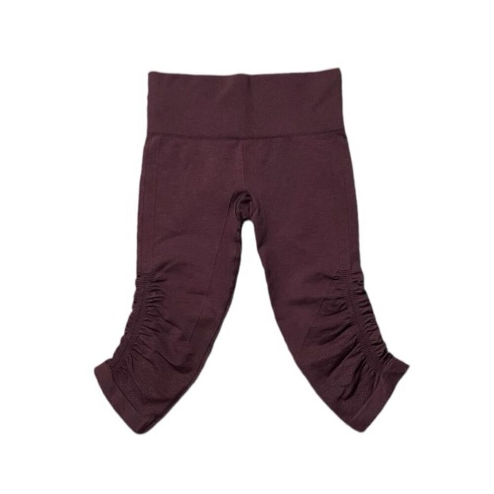 Lululemon Women's In The Flow Crop Ribbed Ruched Leggings in purple